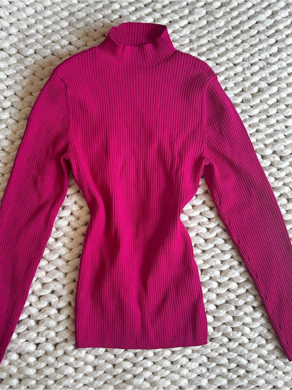 Babaton Ribbed Mock Neck Top - Fuchsia Pink
